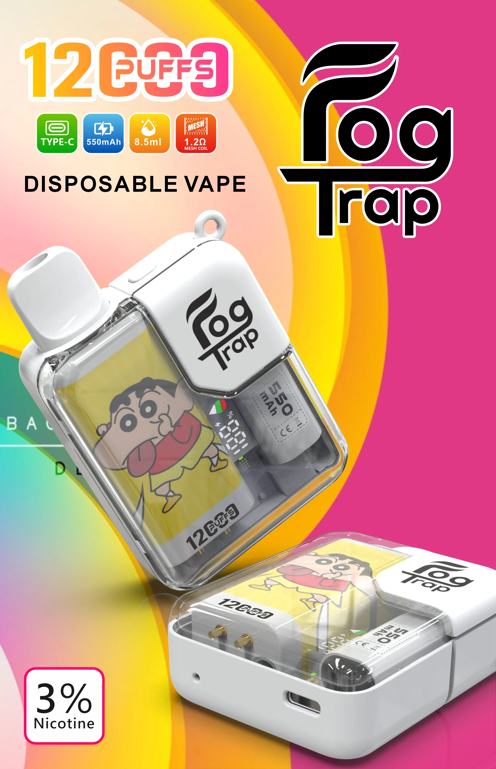 Fog trap 12000口抛棄式電子煙-LABUBU & 蠟筆小新聯名款 - 電子煙潮流商城